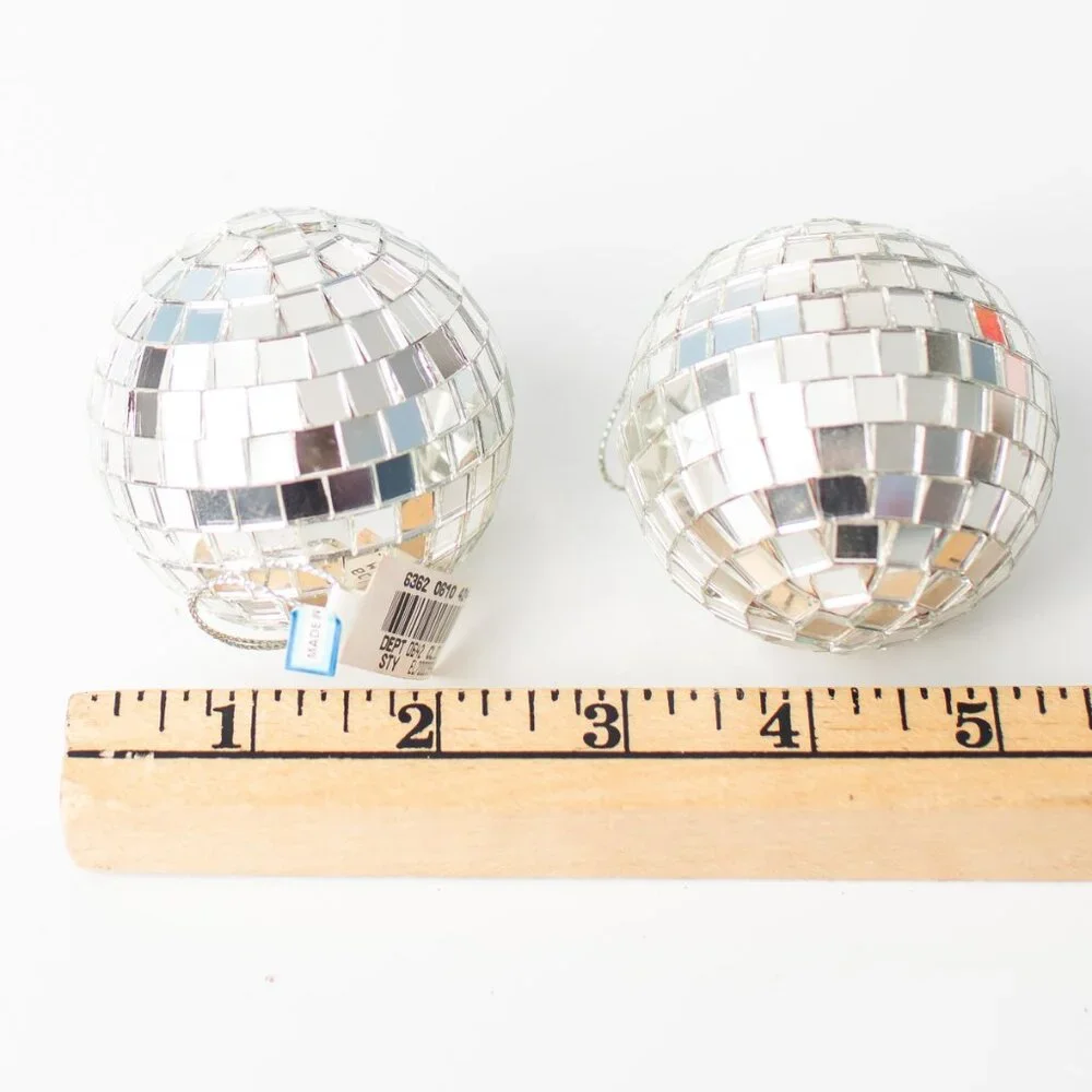 Stevey Disco Ball Christmas Ornaments by Leanne Ford for Crate & Barrel Set of 2